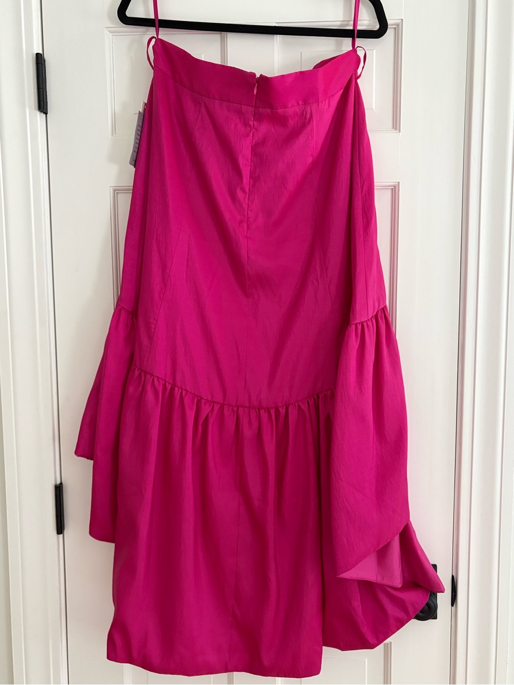 Eliza J Fuchsia High-Low Tiered Midi Skirt with Side Tie - Picture 3 of 6